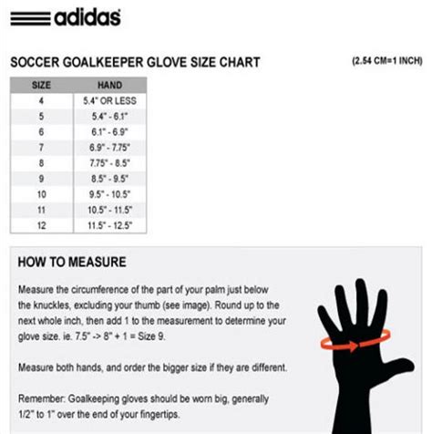 adidas football glove size chart.